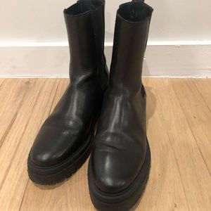 Ba&sh Leather Chelsea Boots, Size 38
